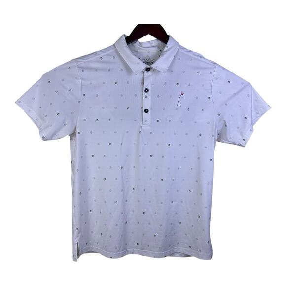 Hoolie Golf Polo Shirt White Size Medium Skulls Made in the USA - Picture 2 of 12